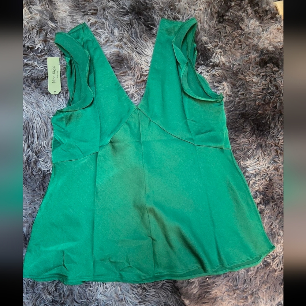 Nine 8 Emerald Green V-Neck Ruffle Strap Camisole - Picture 5 of 7